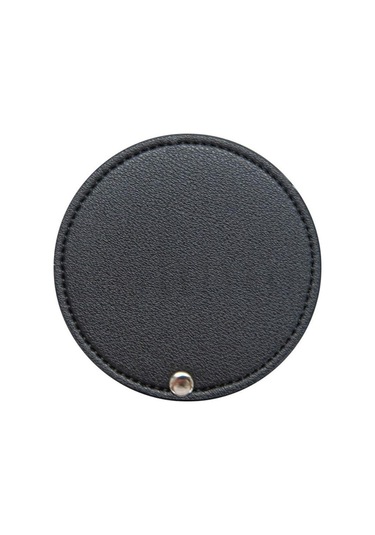 Ultra İnce Makyaj Aynası Pu Deri Cep Aynası Taşınabilir Kozmetik Aynası Siyah