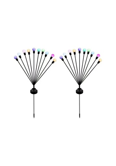 Qingmipy Güneş Enerjili Bahçe Işıkları, 10 Led Renkli, Sürekli/ayaklanan, Ip44 Su Geçirmez, 2 Adet Toplu Paket, Bahçe Ve Çatı Dekorasyonu Işıkları