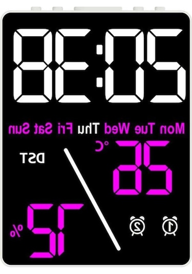 Ganzhoushop Zilinn Şarj Saat Saat Renki Parlaklık Ofis Nem Masaüstü Kabuk Gül Fonksiyonlu Ev Ekranı Ekran Dijital Dekoru Çok Çok Çalar Büyük Beyaz Ayarı -72 Oh Çok Renki