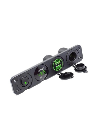 Yeşil 4 In 1 Araba Şarjı Çift Usb Şarj Aleti 4.2a Voltmetre 12v Güç Soketi Tekne Deniz Rv Kamyon Karavan Araçları İçin Açma-kapama Anahtarı