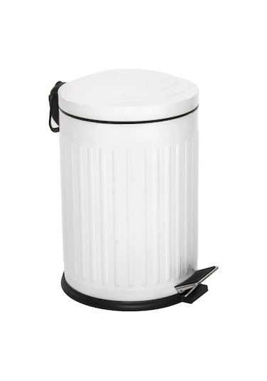 Retro 12 Litre Paslanmaz Beyaz Çöp Kovası Beyaz