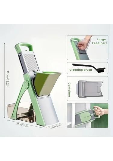 Trendooze Gaojunshop01 Senbowe Yeşil Sebze Doğrayıcı, 3-16mm Kalınlık Ayarı Yeşil