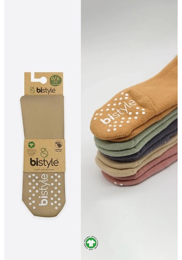 Tekli Kaymaz Mix Havlu Külotlu Çorap 50501 Bej Çok Renkli