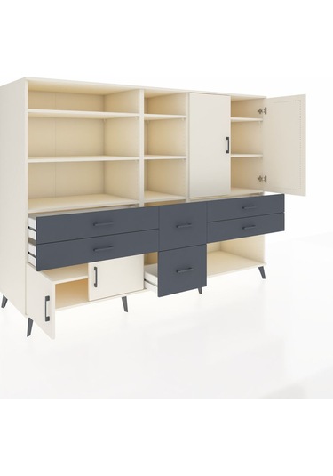 Kronos Dolap 10 Raflı 6 Çekmeceli 4 Kapaklı 220x59x163 Aytaşı-ayt Aytaşı-aytaşı/antrasit