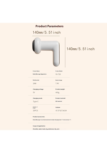 Suntek Mini Masaj Makinesi 5 Başlığı El Tipi Aleti Kol Vücut Beyaz