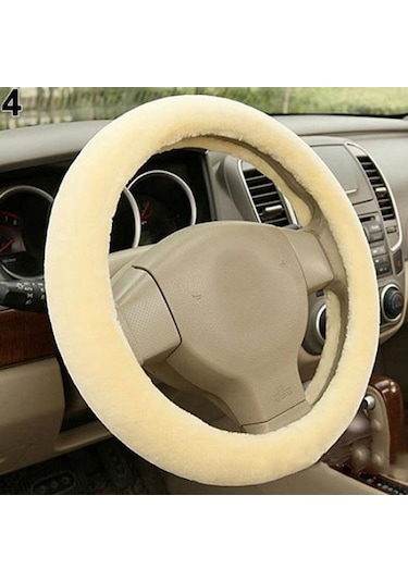 Jms Evrensel Kamyon Araba Yumuşak Peluş Direksiyon Kapağı Koruma Koruyucu Direksiyon Kılıfı Sarı