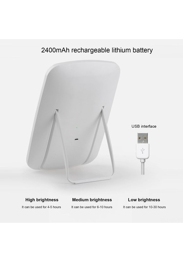 Vkemall Beyaz Ve Pembe Renkli Abs Malzemeden Yapılmış, 68 Işık Taneli, 3 Renk Seçenekli Şarj Edilebilir Led Ayna Pembe