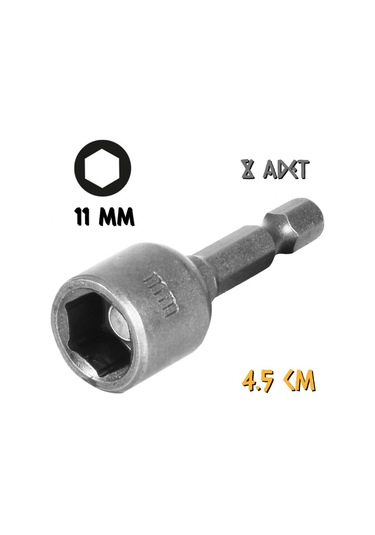 Kupa Tyson Manyetik Somun Sıkma Adaptörü - 11 Mm. - 4.5 Cm. - 8 Adet