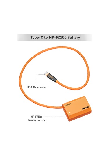 Gajeena Zgcıne Np-fz100 Type-c Taklit Pil, 8v 2a Regüle Çıkış, Sony A7/a9/a1/fx3/a6600 Ve Diğer Modeller İçin 60cm Kablolu Simülasyon Bataryası