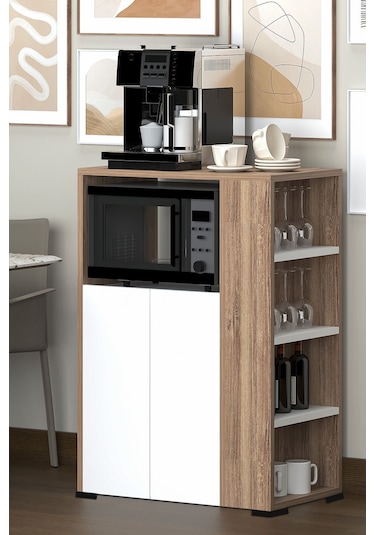 Yel Çok Amaçlı Dolap, Kahve Köşesi, Kiler Dolabı, Mutfak Erzak Dolabı, Mini Mutfak Dolabı, Kitaplık Kahverengi