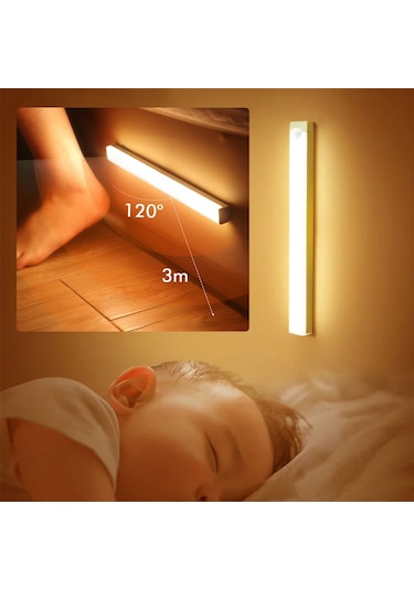 Monozone Kablosuz Led Gece Lambası 40cm Hareket Sensörlü