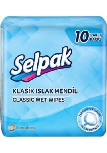 Selpak Klasik Islak Cep Mendili 10'lu Paket 100 Yaprak