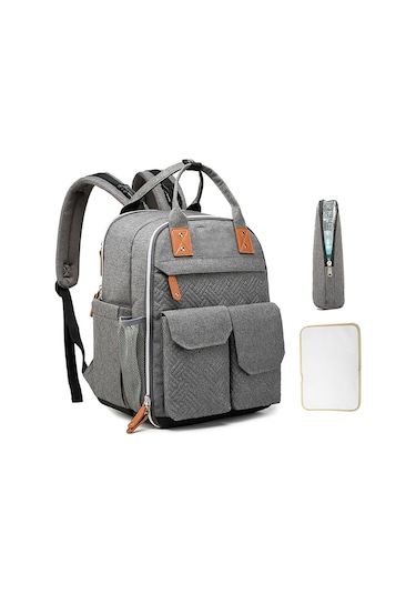 Gajeena 28l Isı Yalıtımlı Su Geçirmez Anne Çanta - Çok Bölmeli Bebek Bezi Çantası - Çift Omuzlu Stroller Uyumlu Gri Gri