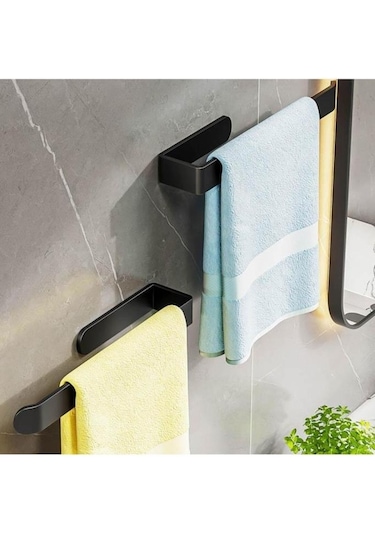 Alper Banyo Siyah Yapışkanlı Lamalı Solo Havlu Kağıdı Asacağı Solo Havluluk Siyah