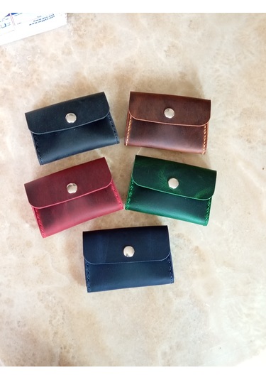 Cronder Hakiki Deri Yan Model Kutu Cüzdan Kartlık Kahverengi