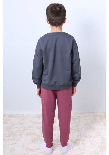 Erkek Çocuk Eşofman Takımı Mickey Mouse Baskılı Ribanalı F4 Vişne Çürüğü