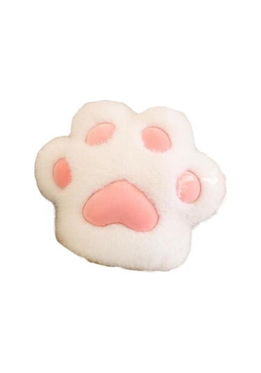 Symbee Mavi Pembe Kedi Parmaklı Yumuşak Plüsh Bel Yastığı Ofis Araba Sandalye Dayak Podu 45 Cm Beyaz