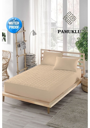 Mona Verde Alez Sıvı Geçirmez Pamuklu Kapitoneli Fitted Kahve Çift Kişilik Tek bebek su yatak Koruyucu MNVKAPFIT00 Kahverengi