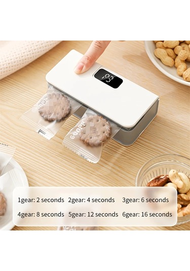 Boatshop1 Beyaz 6 Ayarlı Usb Şarj Edilebilir Lityum Pil Hızlı Mühürleme Seyahat Piknik Ve Mutfak İçin Taşınabilir Mühürleyici