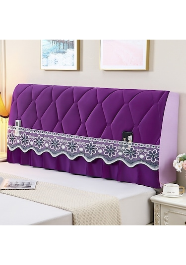 Sones Yatak Başucu Her Şey Dahil Çarpışma Önleyici Kapitone Kalın Kumaş Koruyucu Kılıf, Boyut: 60x120cm Sekiz Yapraklı Mor