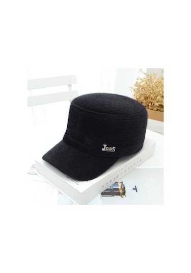 Erkek Kış Açık Hava Soğuğa Dayanıklı Ve Sıcak Vizon Kürk Kulak Koruyucu Kalınlaştırılmış Sivri Uçlu Kap 8165 Beyaz - Siyah