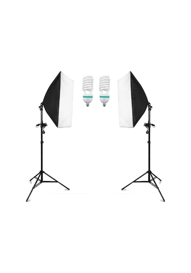 Hlypro 50 x 70 CM Softbox 2'li Sürekli Işık Seti + 2 x 3 M Işık Ayağı