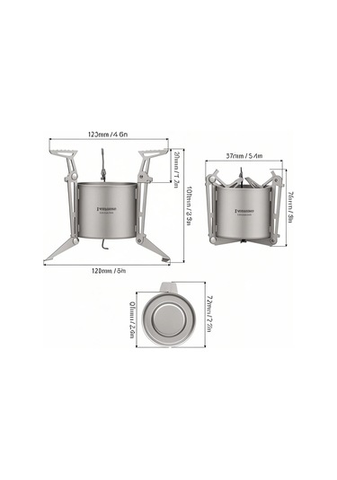 Teltree Titanyum Dış Mekan Alkol Ocağı - Ayarlanabilir Ayaklı, Sıvı/katı Kullanıma Uygun, Kamp İçin Taşınabilir Fırın + Yangın Söndürme Kapağı Çok Renkli