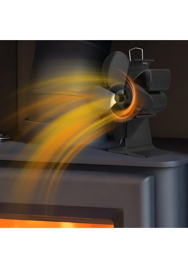 Hangfox Siyah Isı Çalışır Kömür Ofisi Fanı, 4 Kanatlı, Ateşten Otomatik Başlar, Aşırı Isı Korumalı, Taşınabilir, Sessiz, 172mm Çapı