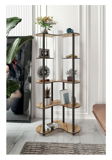 Ravilo Mariposa Dekoratif Raflı Lambader Meşe