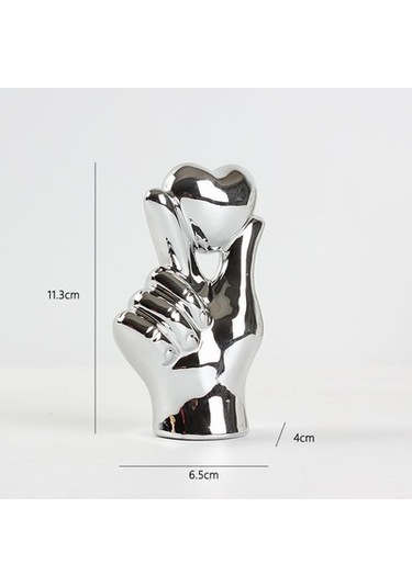 Lijinxu Kalp Heykeli Hediye Koleksiyon Seramik El-ile-gümüş