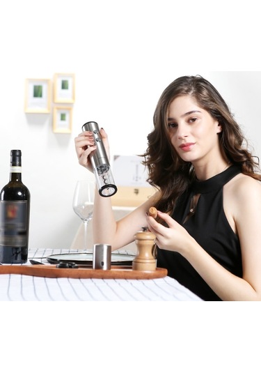 Gajeena Circle Joy Elektrikli Şarap Açıcı, 304 Paslanmaz Çelik, 6-8 Saniye Hızlı Açma, 120 Şişe Kapasitesi, Gümüş Renk Gümüş