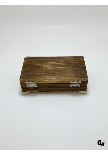 Doğal Ahşap Yakma Takı Kutusu Ahşap Saklama Kutusu Beyaz Çam Boy:20cm En:12cm Yük:6cm