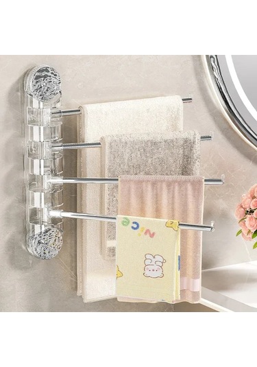 Reedark Banyo İçin Paslanmaz Çelik Döner, Delme Yok Suctionlı Mutfak Havlu Rakası, Çok Amaçlı Duvar Takıklı Depolama Rakası Transparan Gri, 2 Çubuk Diğer