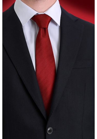 Kırmızı Düz Kravat 261810etc002 B68 Bordo - Antrasit