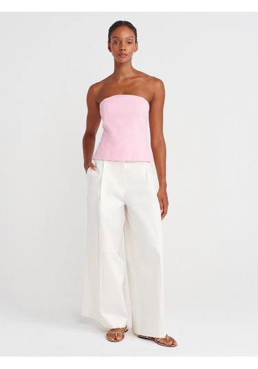 Dilvin 50880 Straplez Peplum Top-toz Pembe Toz Pembe