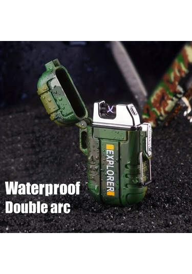 Techbloom Dual Arc Usb Sarjli Cakmak Blue Portatif Ruzgara Dayanikli Kamp Ve Doga Yuruyusu Icin Ideal Altın