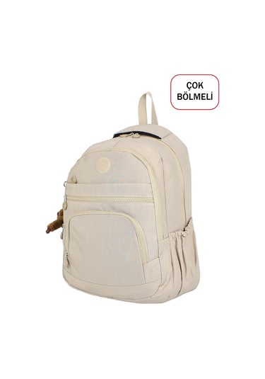 Dada Okul Sırt Çantası Bej Ortaokul Lise Geniş İç Hacim Ortopedik Su Geçirmez Kumaş Bej