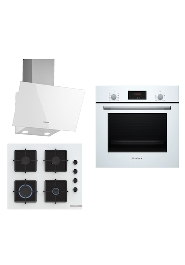 Bosch HBF512BW1T - POP6C2P30O - DWK63PJ20T 3'lü Beyaz Ankastre Set 298