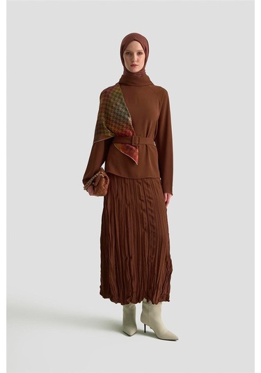 Armine Kırışık Efektli Takım 25kd1019 Kahverengi Kahverengi