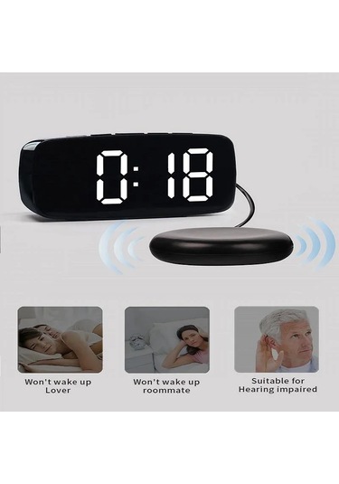 Bed Shaker Ile Süper Yüksek Sesli Titreşimli Çalar Saat Black