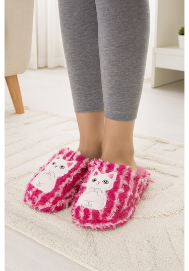 Kıty Cat Kedili Kapalı Kadın Ev Terliği Kışlık Terlik Pembe