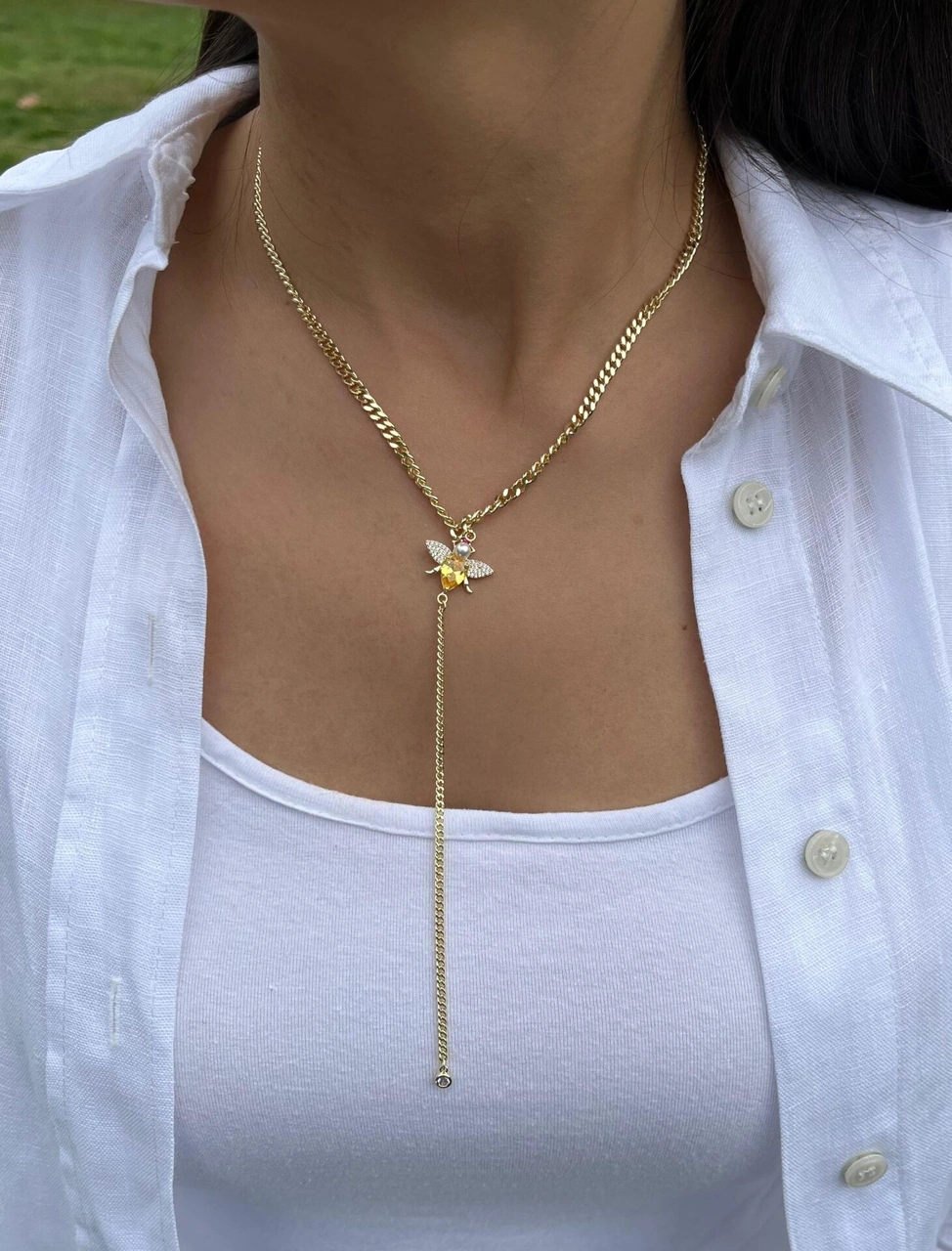 Arı Charmlı Y Kolye Çok Renkli