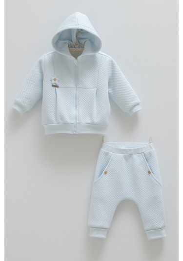 Good Vıbes Yıldız Detaylı Kapüşonlu Üçlü Alt Üst Takım Mavi