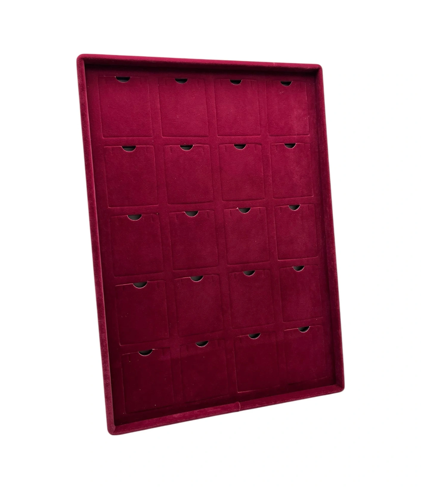 Dikine Süet Kumaş Bordo 34-24 Cm Ayaklı 20 Pedli Kolye Tabla Stand