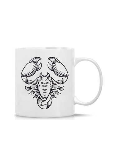 Akrep Burcu Kupa Mistik Astroloji Tasarım Beyaz