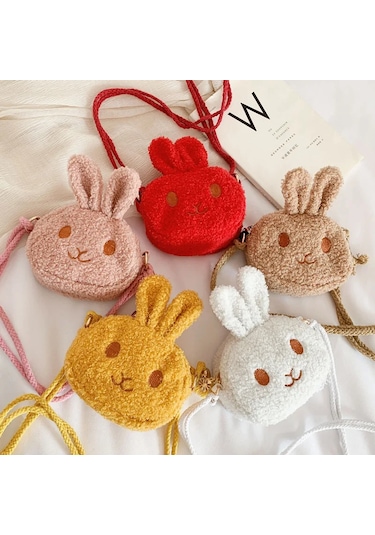 Sevimli Tavşan Çocuklar İçin Peluş Omuzdan Askili Çanta Karikatür Postacı 02 02 Çok Renkli