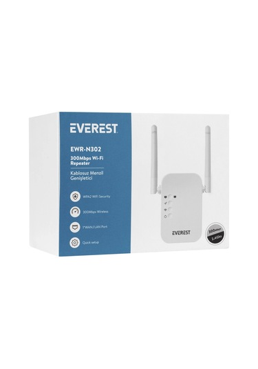 Everest Ewr-n302, 300mbps, 2,4ghz, Wps Butonu, 1port Lan/wan, Menzil Genişletici