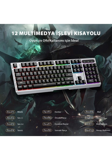 Lecoo KB121 Kablolu Rainbow Membran Oyuncu Klavyesi