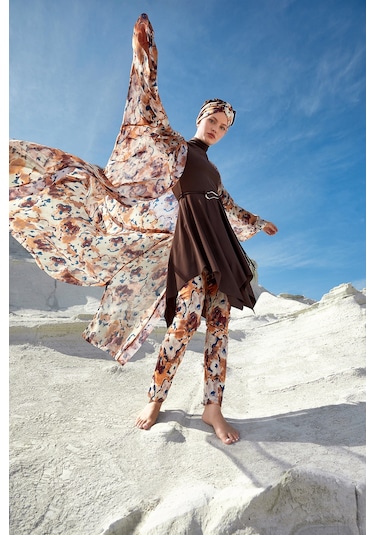 Adasea Uv Korumalı Mayo Üzerine Tek Pareo Kimono 1708 Bej Bej