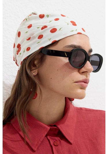 Manuka Desenli Pamuklu Fular Cherry Çok Renkli